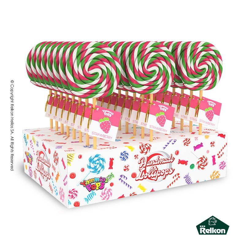 Φωτογραφία από Yammiez Swirl Lollipop Red White Green 50g 